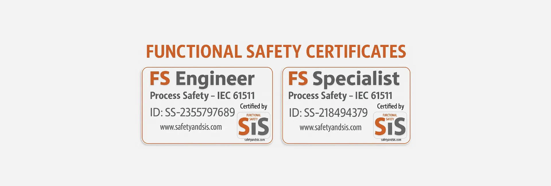 Functional safety certificates